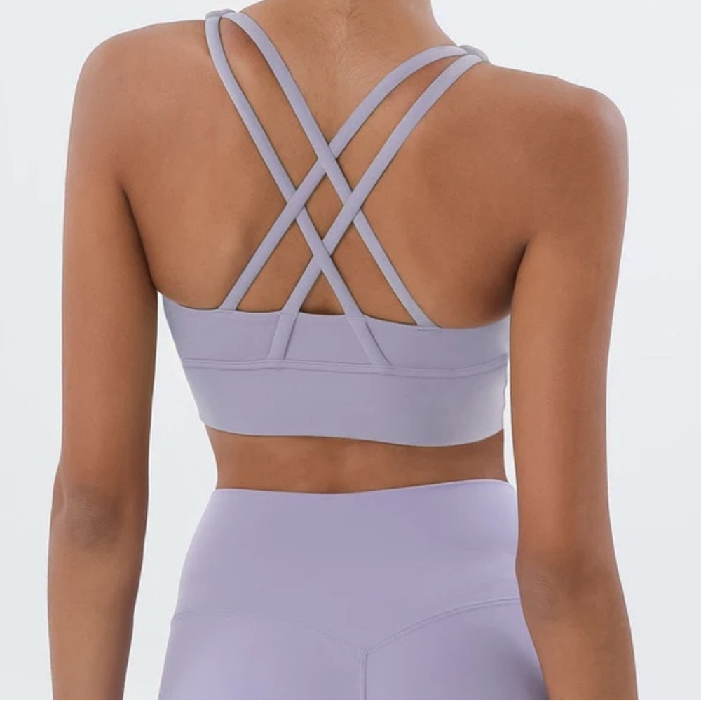 Lavender Cross-Back Sports Bra